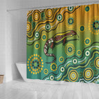 Goanna Aboriginal-style Dot Artwork Shower Curtain