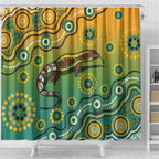 Goanna Aboriginal-style Dot Artwork Shower Curtain