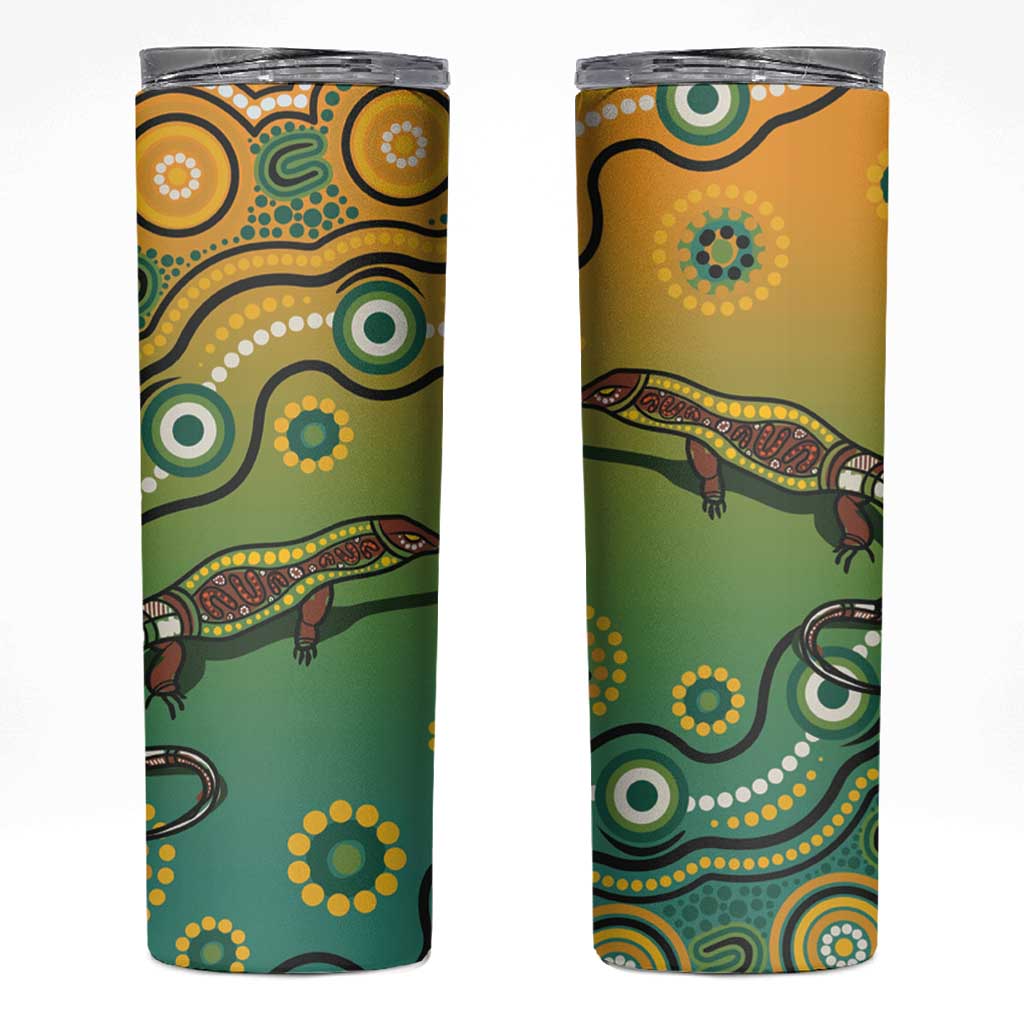 Goanna Aboriginal-style Dot Artwork Skinny Tumbler