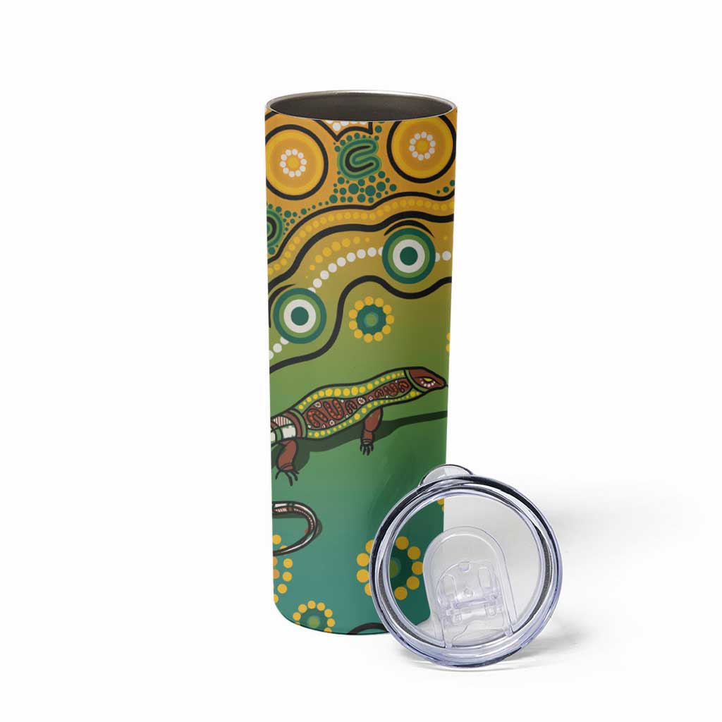 Goanna Aboriginal-style Dot Artwork Skinny Tumbler