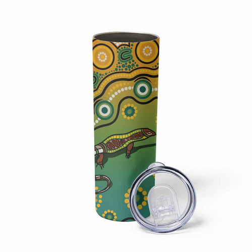 Goanna Aboriginal-style Dot Artwork Skinny Tumbler