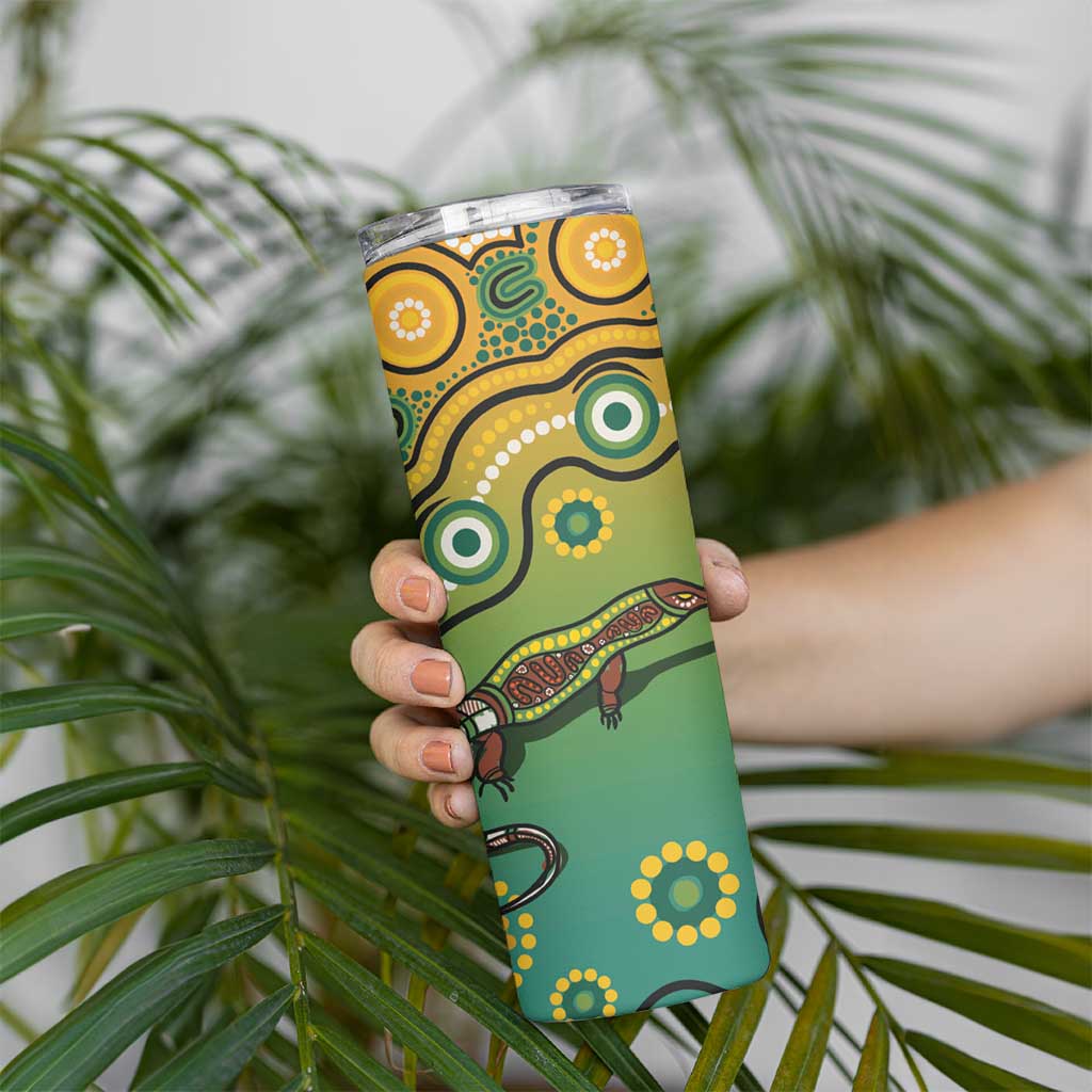 Goanna Aboriginal-style Dot Artwork Skinny Tumbler