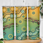 Goanna Aboriginal-style Dot Artwork Skinny Tumbler