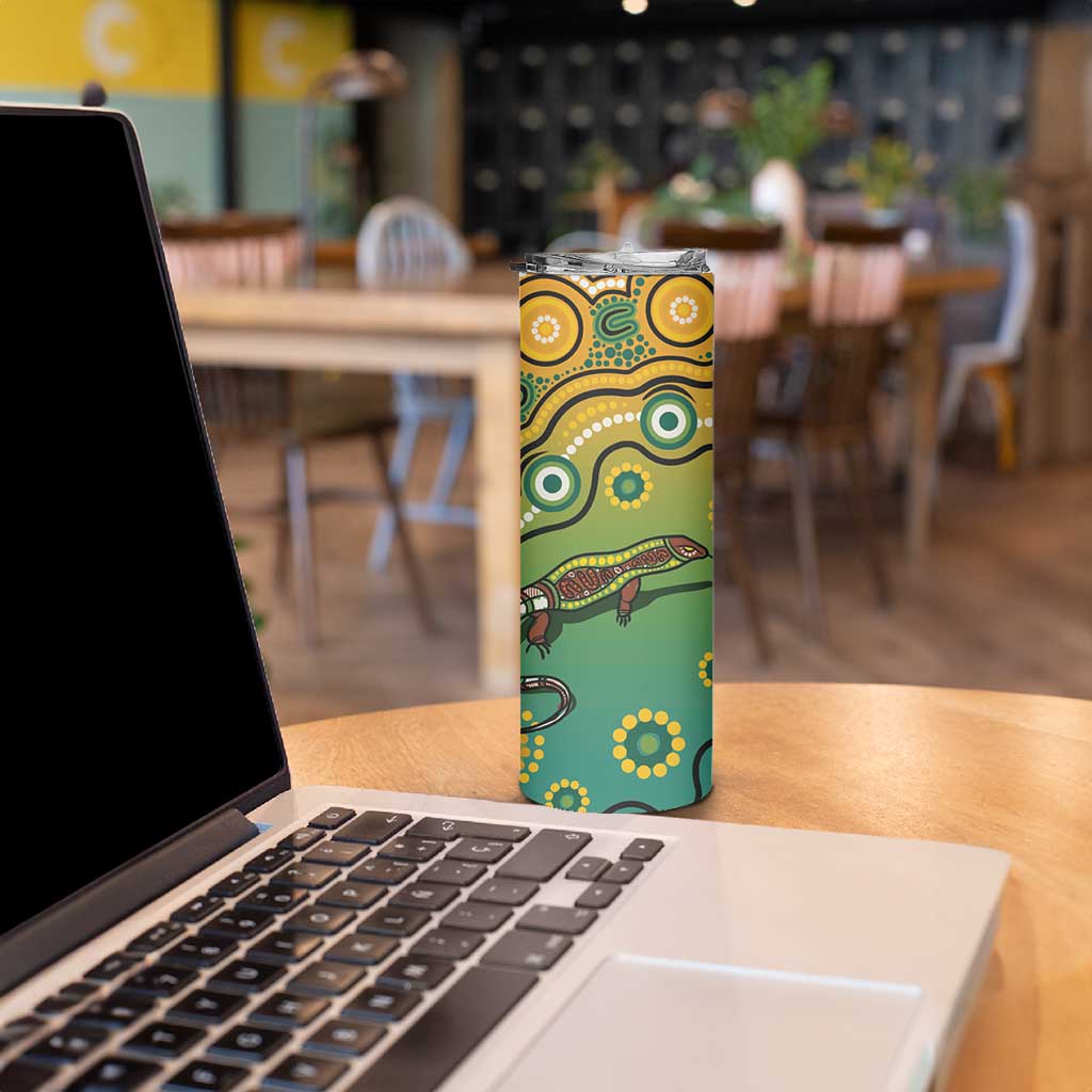 Goanna Aboriginal-style Dot Artwork Skinny Tumbler