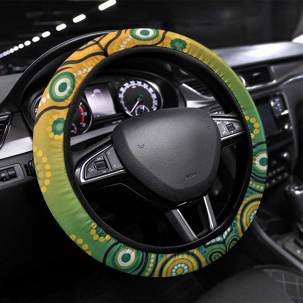 Goanna Aboriginal-style Dot Artwork Steering Wheel Cover