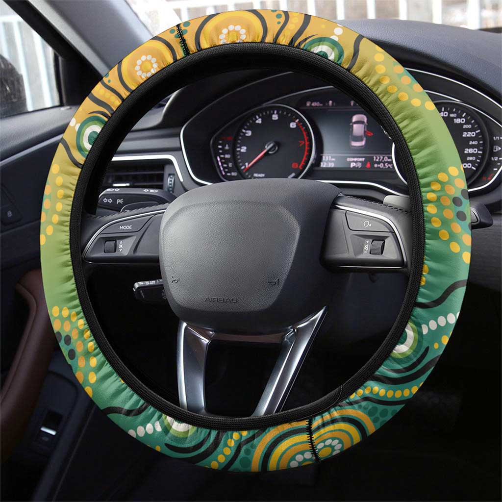 Goanna Aboriginal-style Dot Artwork Steering Wheel Cover