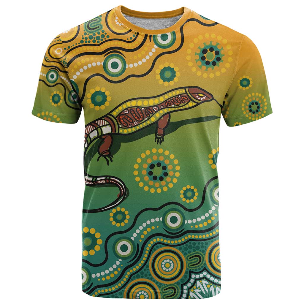 Goanna Aboriginal-style Dot Artwork T Shirt