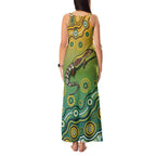 Goanna Aboriginal-style Dot Artwork Tank Maxi Dress