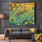 Goanna Aboriginal-style Dot Artwork Tapestry