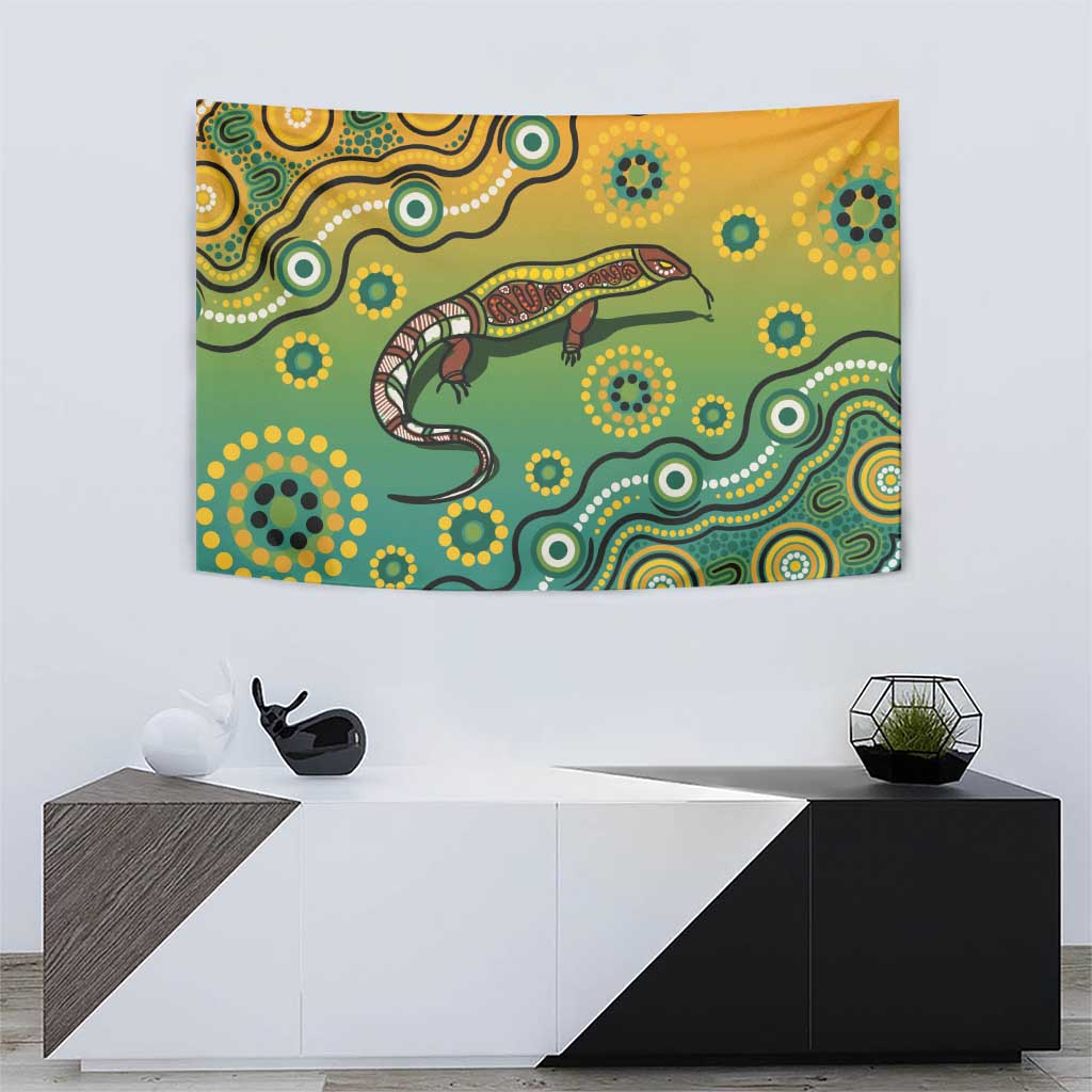 Goanna Aboriginal-style Dot Artwork Tapestry