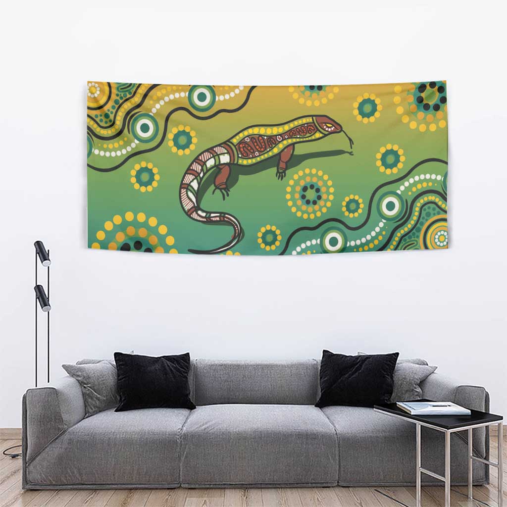 Goanna Aboriginal-style Dot Artwork Tapestry