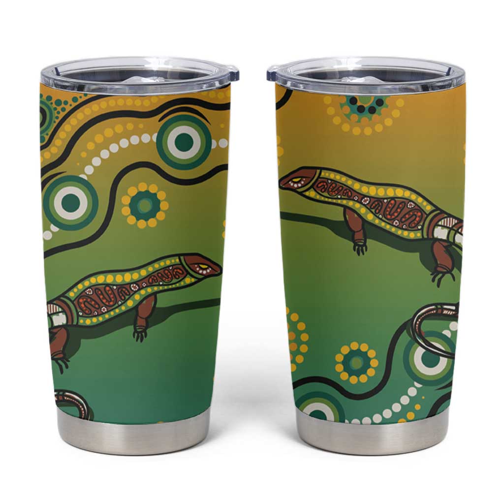 Goanna Aboriginal-style Dot Artwork Tumbler Cup