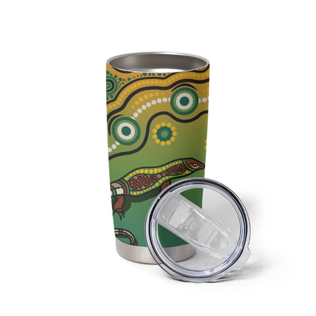 Goanna Aboriginal-style Dot Artwork Tumbler Cup