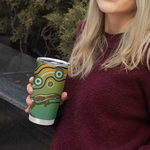 Goanna Aboriginal-style Dot Artwork Tumbler Cup