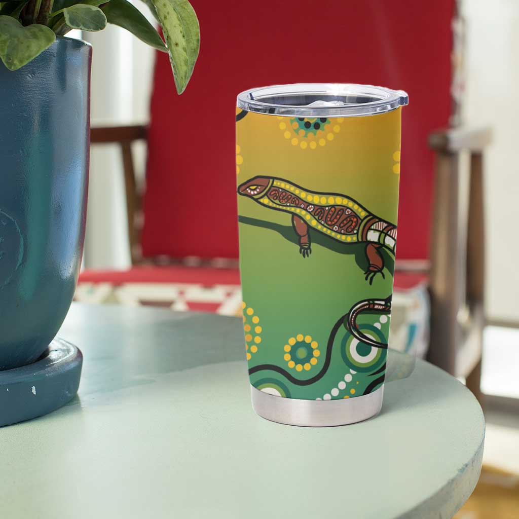 Goanna Aboriginal-style Dot Artwork Tumbler Cup