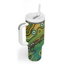 Goanna Aboriginal-style Dot Artwork Tumbler With Handle