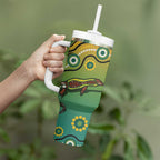 Goanna Aboriginal-style Dot Artwork Tumbler With Handle
