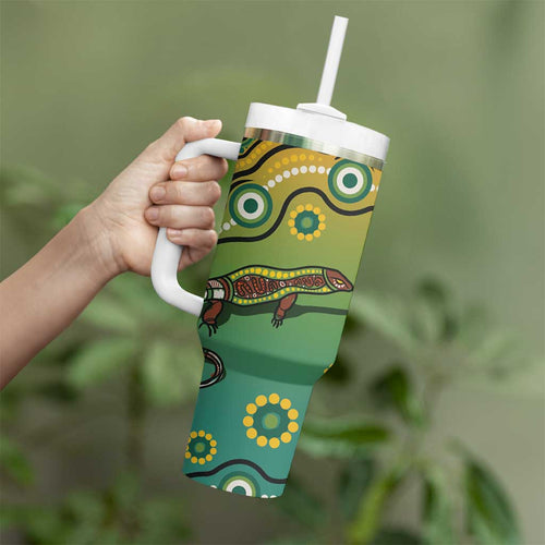 Goanna Aboriginal-style Dot Artwork Tumbler With Handle