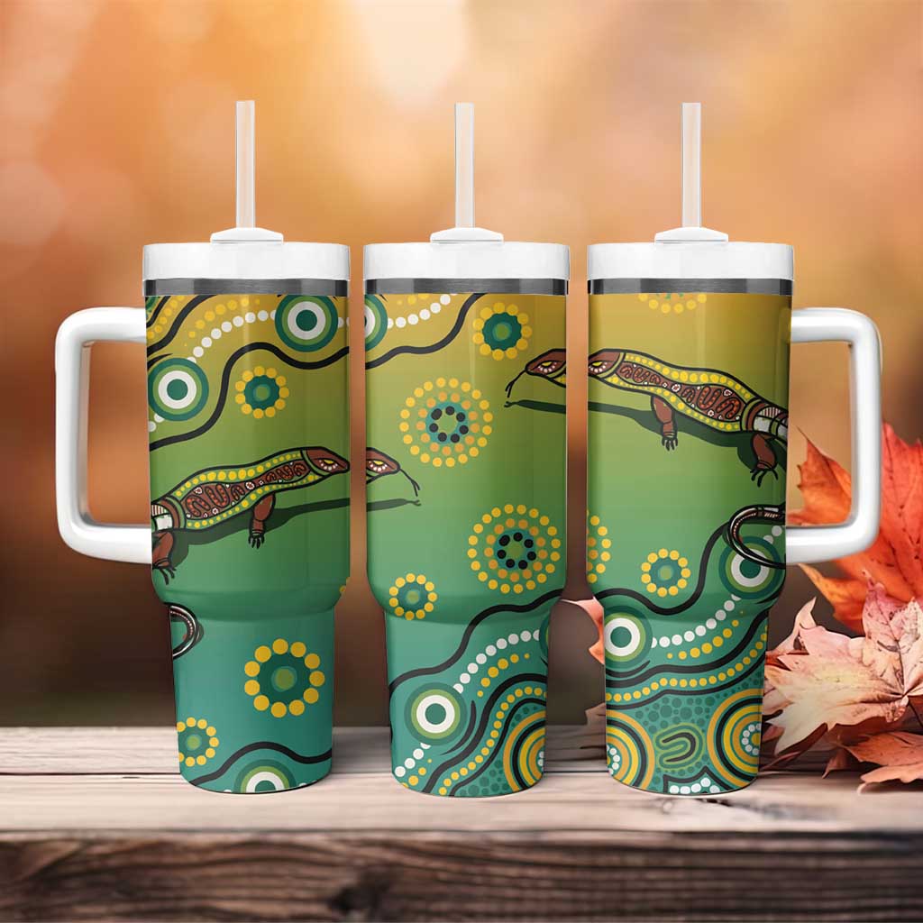 Goanna Aboriginal-style Dot Artwork Tumbler With Handle