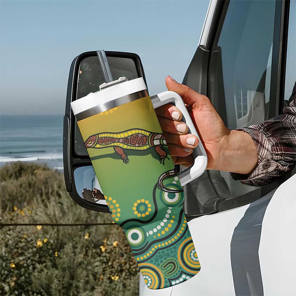 Goanna Aboriginal-style Dot Artwork Tumbler With Handle