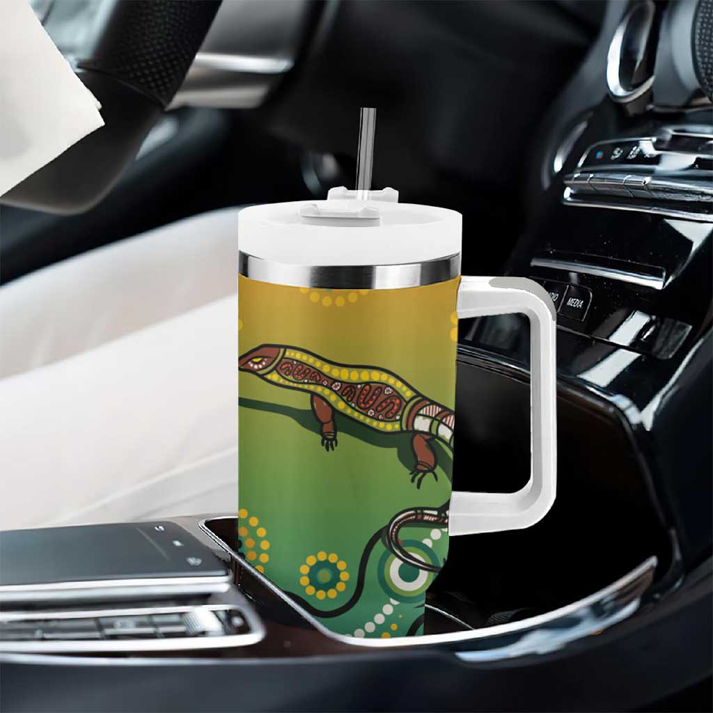 Goanna Aboriginal-style Dot Artwork Tumbler With Handle
