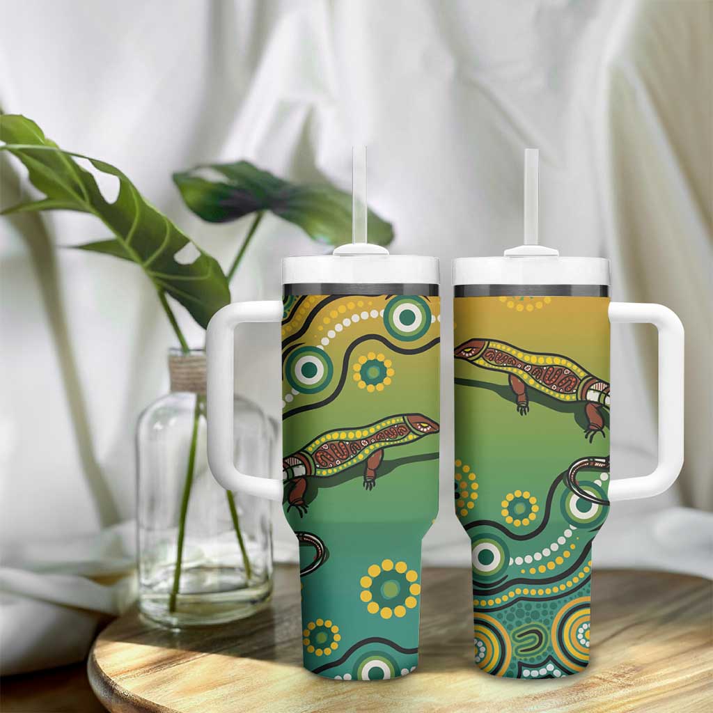 Goanna Aboriginal-style Dot Artwork Tumbler With Handle