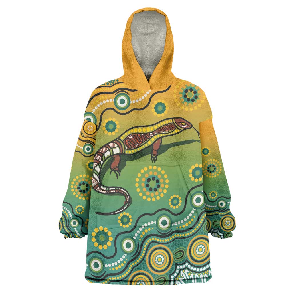 Goanna Aboriginal-style Dot Artwork Wearable Blanket Hoodie