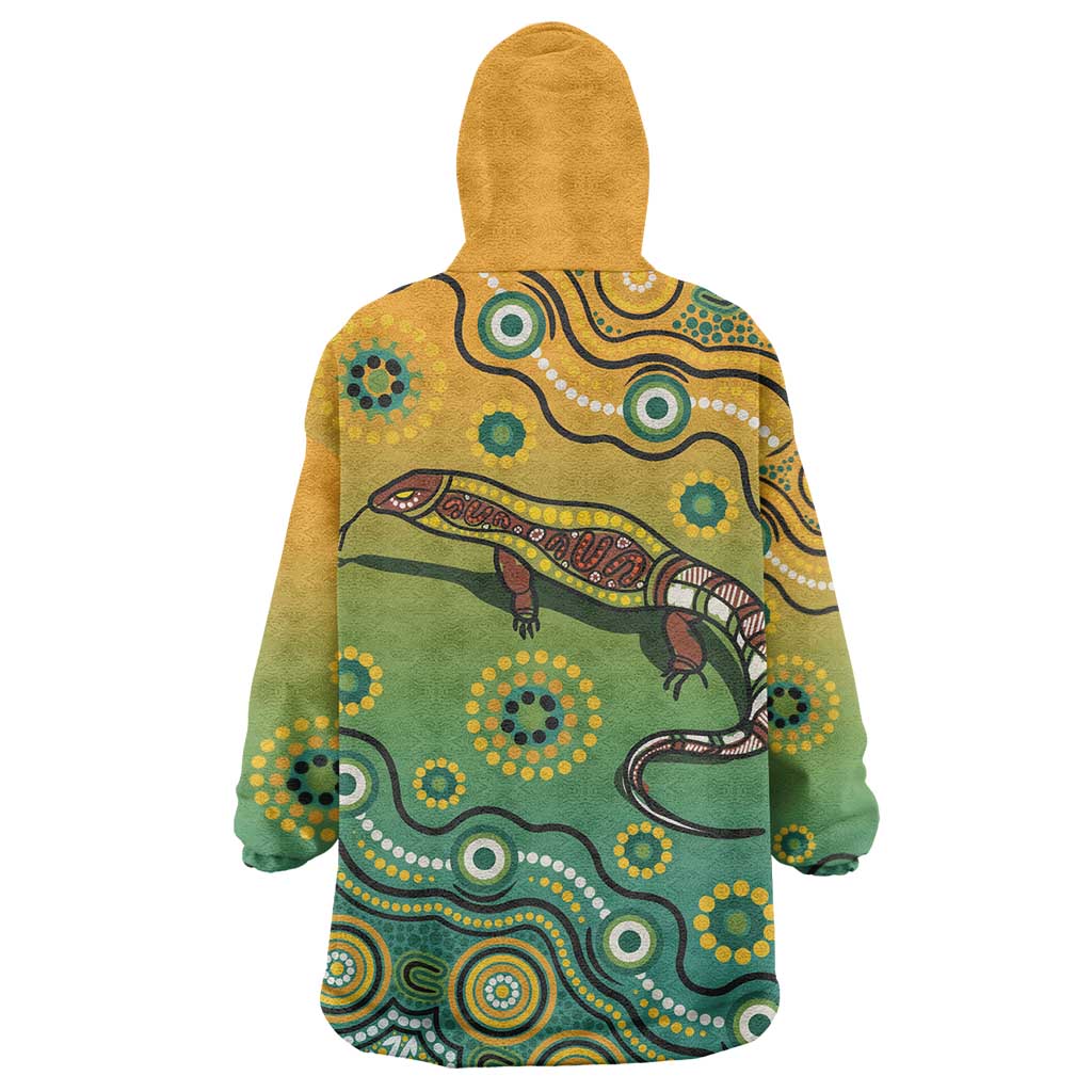 Goanna Aboriginal-style Dot Artwork Wearable Blanket Hoodie