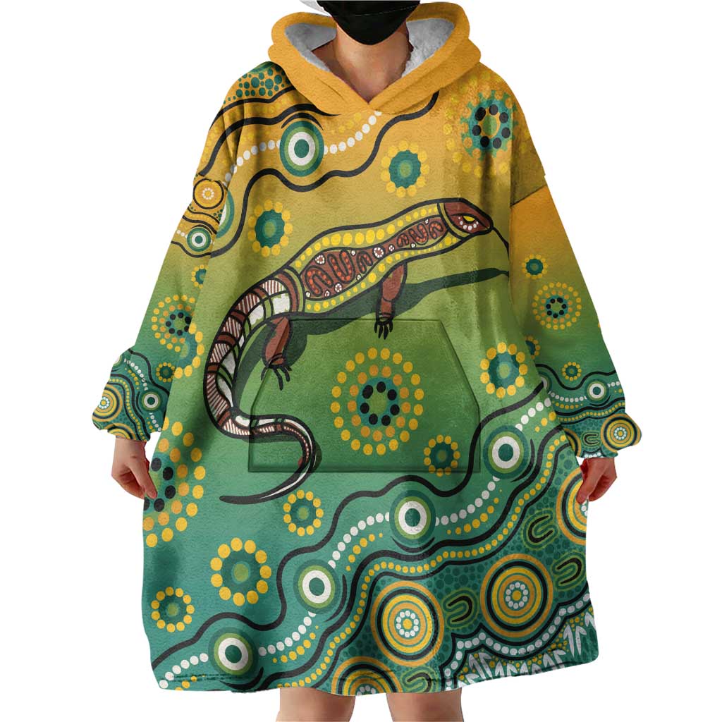 Goanna Aboriginal-style Dot Artwork Wearable Blanket Hoodie