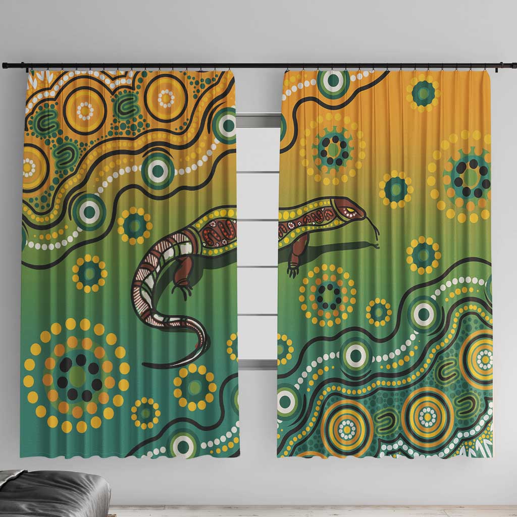Goanna Aboriginal-style Dot Artwork Window Curtain