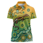 Goanna Aboriginal-style Dot Artwork Women Polo Shirt