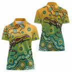 Goanna Aboriginal-style Dot Artwork Women Polo Shirt