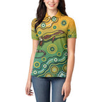 Goanna Aboriginal-style Dot Artwork Women Polo Shirt