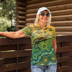Goanna Aboriginal-style Dot Artwork Women Polo Shirt