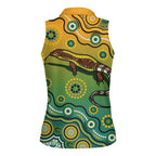 Goanna Aboriginal-style Dot Artwork Women Sleeveless Polo Shirt