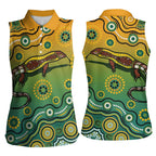 Goanna Aboriginal-style Dot Artwork Women Sleeveless Polo Shirt