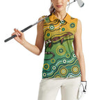 Goanna Aboriginal-style Dot Artwork Women Sleeveless Polo Shirt
