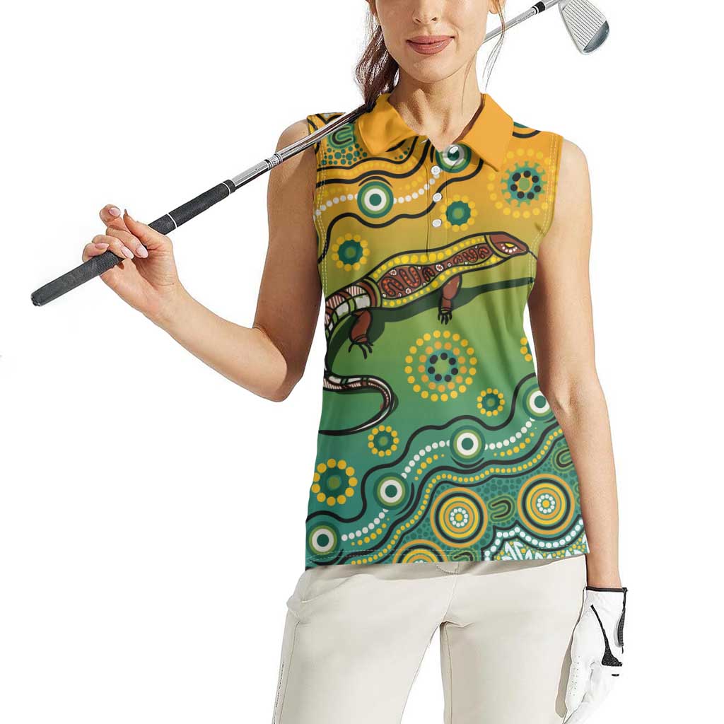 Goanna Aboriginal-style Dot Artwork Women Sleeveless Polo Shirt