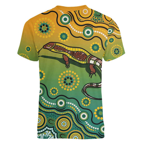 Goanna Aboriginal-style Dot Artwork Women V-Neck T-Shirt