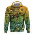 Goanna Aboriginal-style Dot Artwork Zip Hoodie