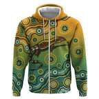 Goanna Aboriginal-style Dot Artwork Zip Hoodie