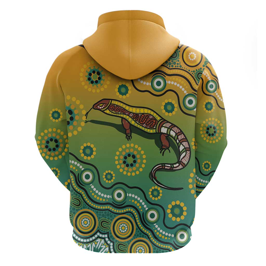 Goanna Aboriginal-style Dot Artwork Zip Hoodie