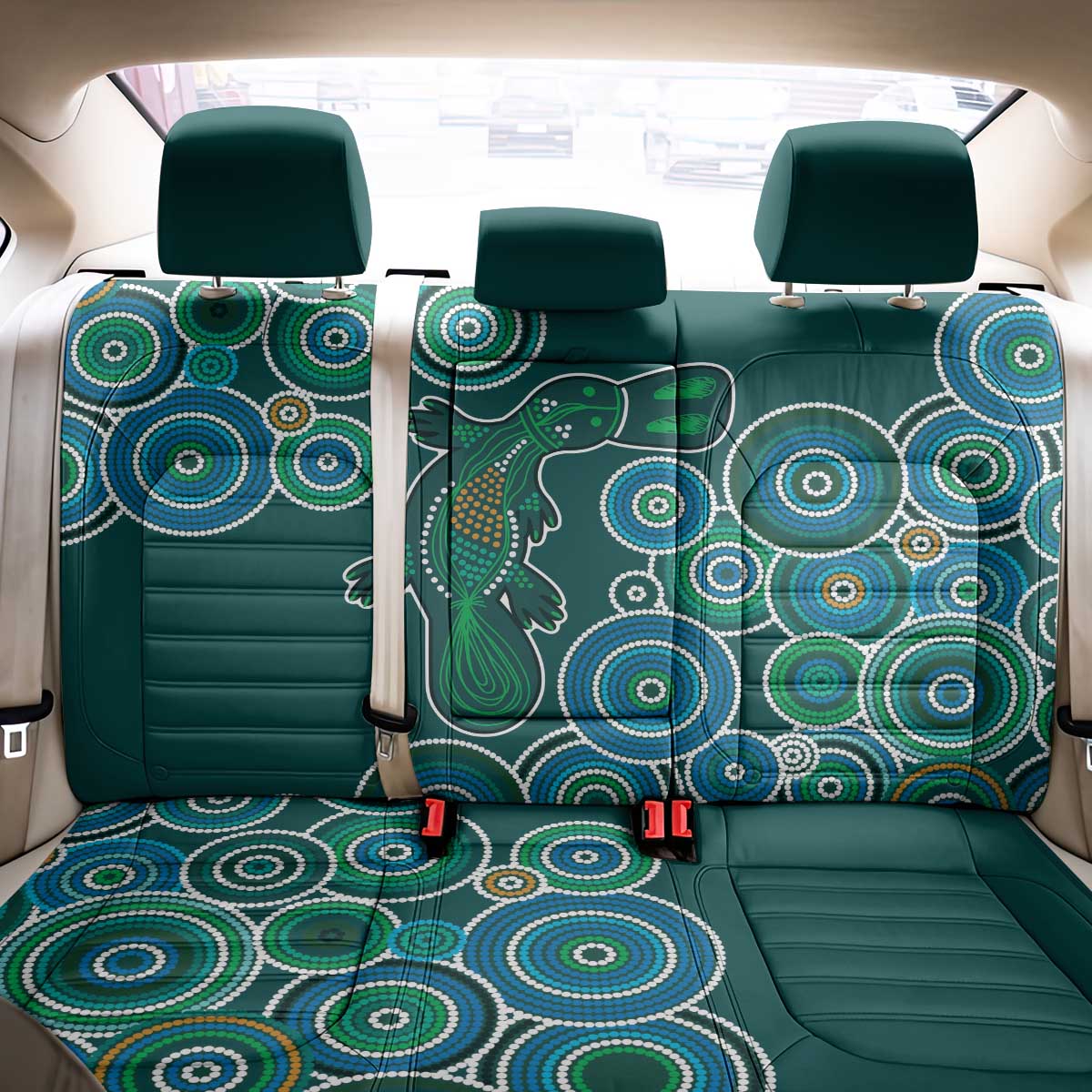 Green Platypus Aboriginal Art Back Car Seat Cover