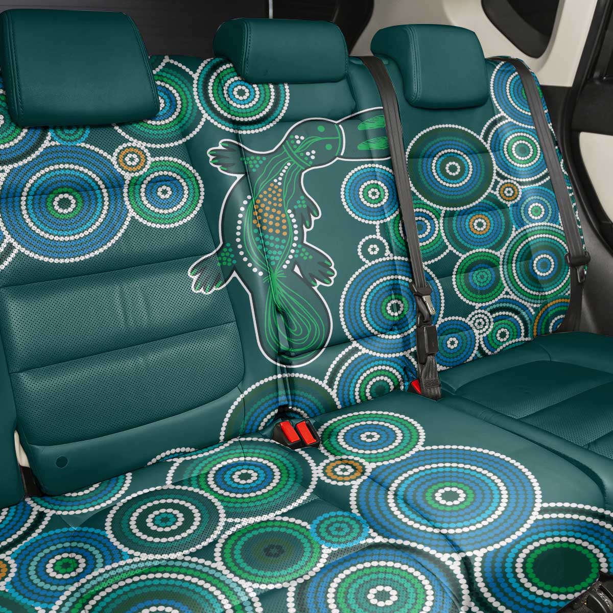 Green Platypus Aboriginal Art Back Car Seat Cover