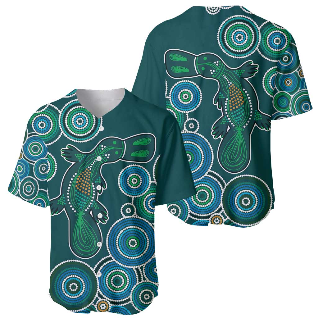 Green Platypus Aboriginal Art Baseball Jersey