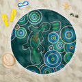 Green Platypus Aboriginal Art Beach Blanket
