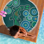 Green Platypus Aboriginal Art Beach Blanket