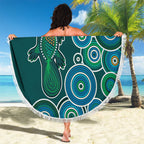 Green Platypus Aboriginal Art Beach Blanket