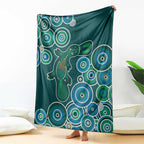 Green Platypus Aboriginal Art Blanket