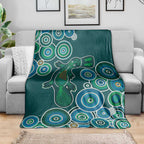 Green Platypus Aboriginal Art Blanket